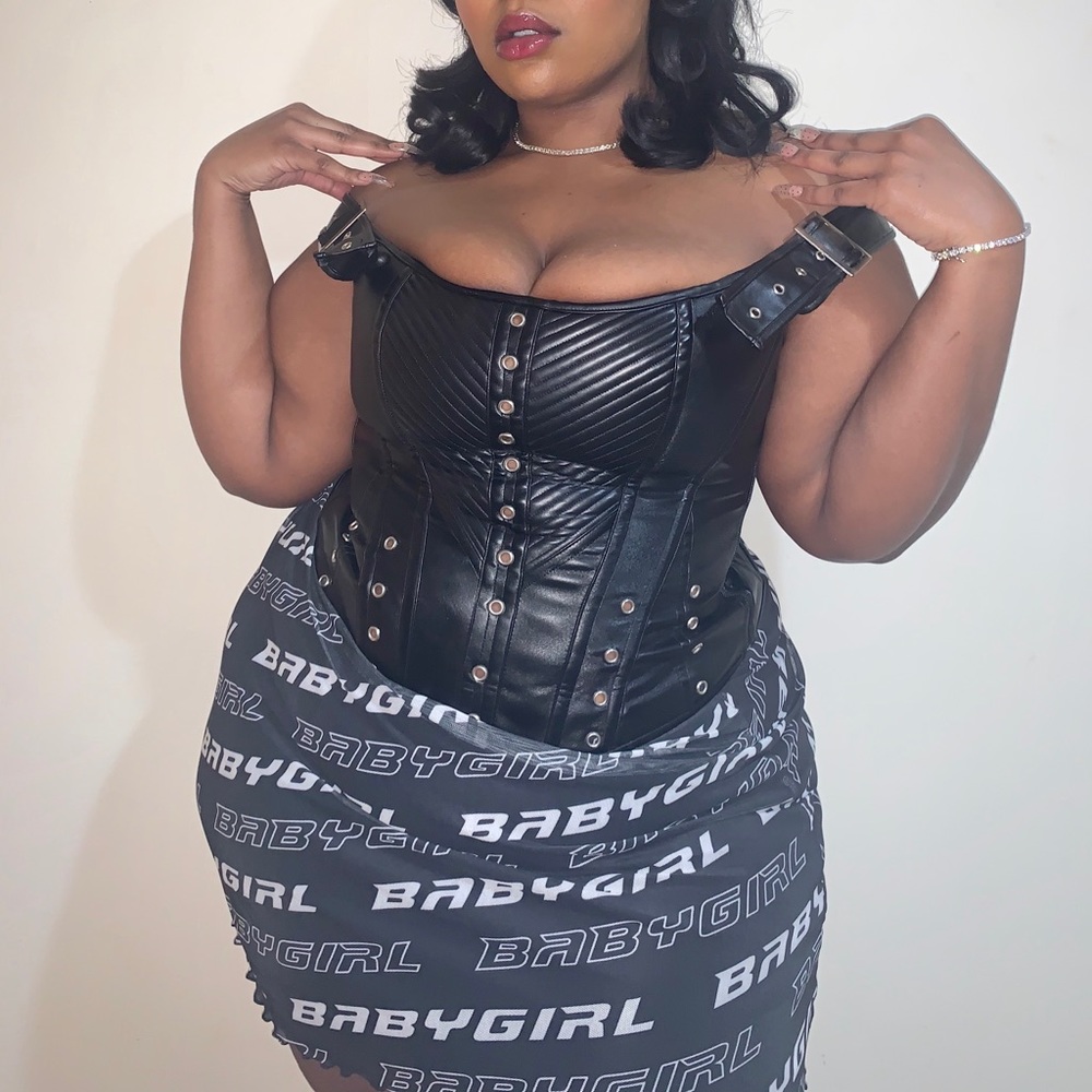 Printed Mini Skirt from Dollskill, black and white